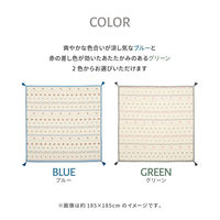 【玄関渡し】 萩原 ふっくらインド綿ラグ　パイサ　すべり止め付き グリーン 185×185cm（直送品）