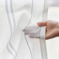 スミノエ DESIGNLIFE レースカーテン ステッチライン ブルー AS-V2108-260159BL １セット(2枚入)（直送品）