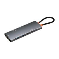 ドッキングステーション USB Type-C接続 HDMI カードリーダー LAN 9in1 アルミ製 グレー 1個 ナカバヤシ