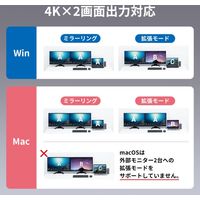 サンワサプライ ドッキングステーション USB-C HDMI×2 USBハブ 2画面出力 ドライバ不要 USB-CVDK12 1個（直送品）