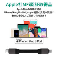 ライトニングケーブル 0.1m 持ち運び特化 USB（C）[オス] - Lightning[オス] CB-CL16-BK 1個
