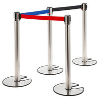 アスクル べルトポールパーティション スタッキング シルバー ブルーベルト 直径355×高さ868mm 1箱（2台入）  オリジナル