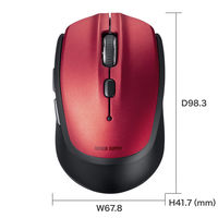 サンワサプライ ワイヤレスマウス Bluetooth 5ボタン 小型サイズ ブルーLED レッド MA-BB509R 1個