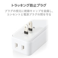 電源タップ コンセント 2個口 USB Aポート×3 ほこりシャッター 白 ECT-03WH エレコム 5個（直送品）