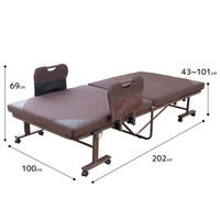 【軒先渡し】Sunharvest 手すり付き折りたたみベッド 完成品 ブラウン TS-100 BR 1台（直送品）