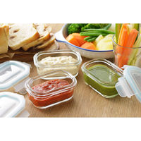 ヨシカワ 4点ロック式ガラス保存容器ミニ角型3PCS 4209349 1セット(5個)（直送品）