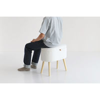 ICHIBA フェイ ボア ストレージスツール ホワイト ST-3624WH 1脚（直送品）