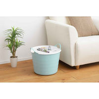 SANKA バスケット 収納 ふた付き Mサイズ squ+ バルンバ ソフトバスケット 日本製 ブルー 312782 1個（直送品）