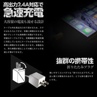 オウルテック 断線に強いLightningケーブル 一体型AC充電器 1.5m ホワイト OWL-ACJKLT15-2WH 1個