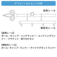 TOSO 装飾カーテンレール〈クラスト・Dキャップ・ブラック〉W1.2mセット 4975559783208 1セット（直送品）