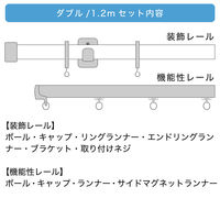 TOSO 装飾カーテンレール〈ホワイトグレイン＆ラテホワイト・Aキャップ〉W1.2mセット 4975559881614 1セット（直送品）