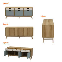 エイ・アイ・エス ルント ローキャビネット 幅1500×奥行400×高さ633mm ナチュラル RU-150LC NA 1台（直送品）