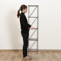 不二貿易 EZBO ワイヤーラック ５段 幅420×奥行310×高さ1365mm ミディアムブラウン 77544 1台（直送品）