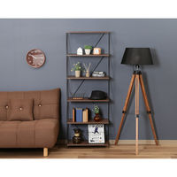 不二貿易 EZBO ワイヤーラック ６段 幅620×奥行310×高さ1700mm ミディアムブラウン 77547 1台（直送品）