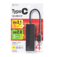 サンワサプライ USB Type C コンボハブ(4ポート) USB-3TCH7BK 1個（直送品）