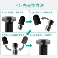 タッチペン スタイラスペン シリコン スリム 交換ペン先2個付属 ブラック P-TPSLIMBK エレコム 1個（直送品）