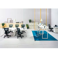 Ceha プレノデスクシステム フリーアドレスデスク 3連 引出し無し ホワイト天板/ブラック脚 幅4200×奥行600×高さ720mm 1台 (9梱包)