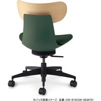 【組立設置込】コクヨ イングライフ 肘無 背合板 5本脚 ウレタンキャスター ディープグリーン×ミディアムアッシュ 1脚（直送品）