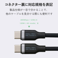 タイプCケーブル USB-C to C 2本セット 1ｍ 100W 高速充電 黒 MPA-CCECSS10BB エレコム 1個（直送品）