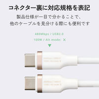 タイプCケーブル USB-C to C 2本セット 1ｍ 100W 高速充電 白 MPA-CCECSS10WW エレコム 1個（直送品）