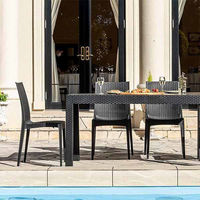 三栄コーポレーション 屋外設置、水洗い可能 ラタン調ガーデンチェア　肘無し4脚セット A1--PYXCHR4S_AS　１セット(４脚）（直送品）