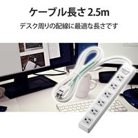 延長コード 電源タップ コンセント 2.5m 3ピン 6個口 一括スイッチ RoHS 白 T-T3A-3625WH エレコム 1個
