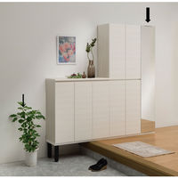 白井産業 ポルターレエントランス ミラー付シューズラック 幅300×奥行364×高さ1800mm ホワイト（直送品）