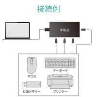 USBハブ USB-A×4ポート USB2.0 タブレット向け 30cm 黒 U2HS-A402BBK エレコム 1個（直送品）