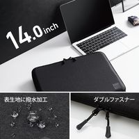 パソコンケース 14インチ ノートパソコン タブレット 撥水加工 衝撃吸収 ブラック BM-IBSP14NBK エレコム 1個（直送品）
