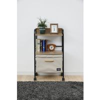 YAMAZEN キャスター付リビングラック3段 YZCR-3(OAK/BK) 1台（直送品）