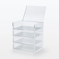 無印良品 重なるアクリルケース2段フタ付引出 約幅17.5×奥行13×高さ9.5cm 良品計画