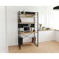 YAMAZEN ウッドシェルフデスク MWSD-1680E(OAK/SBK) 1台（直送品）