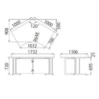 【組立設置込】DESIGNA (デザイナ) デザイナライン 平机 120度天板 ダークウォルナット 幅1732×奥行1106×高さ720mm 1台  （取寄品）