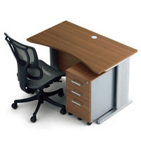 DESIGNA (デザイナ) デザイナライン 平机 ラウンド天板 ダークウォルナット 幅1400×奥行700×高さ720mm 1台 (2梱包)（取寄品）