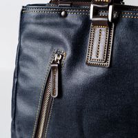 サンワダイレクト ビジネスバッグ（日本製・豊岡製・岡山デニム使用・撥水加工・ショルダーベルト付・ネイビー） 200-BAG140NV 1個（直送品）