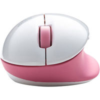 サンワダイレクト ワイヤレスマウス（エルゴノミクス・疲労軽減・小型・4ボタン・ブルーLED光学式・ホワイト・ピンク） 400-MA104W 1個（直送品）