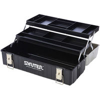 サンワダイレクト 工具箱（ツールボックス・整理・持ち運び・2段トレー付き・プラスチック） 800-BYBOX2BK 1個（直送品）