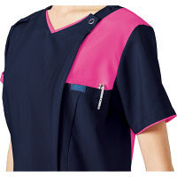 フォーク レディスジップスクラブ ダークネイビー×チェリーピンク M 7057SC-17 1枚　スクラブ（直送品）