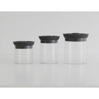 シリコンリッドジャー ガラスL ブラック SJ-502 1セット（4個入） 藤栄（直送品）