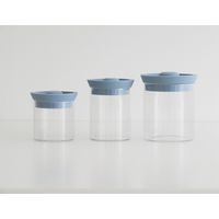 シリコンリッドジャー ガラスL ブルーグレ SJ-503 1セット（4個入） 藤栄（直送品）