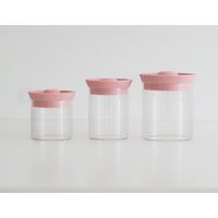 シリコンリッドジャー ガラスL ピンク SJ-504 1セット（4個入） 藤栄（直送品）