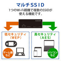 WiFiルーター 無線LAN 中継器 ( 11n ) 300Mbps ACアダプター接続 WRH-300BK3 エレコム 1台