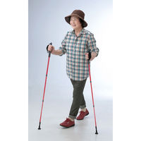 ファミリー・ライフ ハートフルウェルフェア 伸縮式ウォーキングポール2本組 レッド 0402120 1個