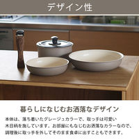 取っ手が取れるセラミックフライパン 1セット（5点セット×3組）（20cm・26cm・18cm鍋・ガラス蓋・専用ハンドル）IH対応 ロハコ オリジナル