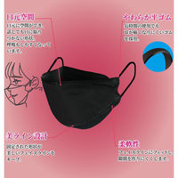 iiもの本舗 3D立体マスク ダイヤモンド型 ブラック 個包装 30枚入 4589596693767 1箱(30枚入)（直送品）