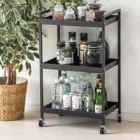 武田コーポレーション キャスター付きスチールワゴン K3-CR30BK 1セット(1個×4)