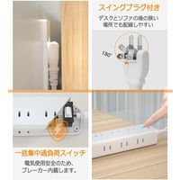 TESSAN 延長コード2m 電源タップ AC 9口 USB-A 2口 USB-C 1口 TS-709-C 1個