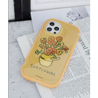 （世界の名作）フレームカラーiPhoneケースiPhone13/14 ひまわり LAKOLE/ラコレ