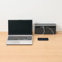 無印良品 スチールタップ収納箱フラップ式ダークグレー 約幅32×奥行10×高さ14cm 良品計画