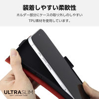 iPhone16 Plus ケース レザー 手帳型 衝撃吸収 超軽量 薄型 ブラック PM-A24BPLFUBK エレコム 1個